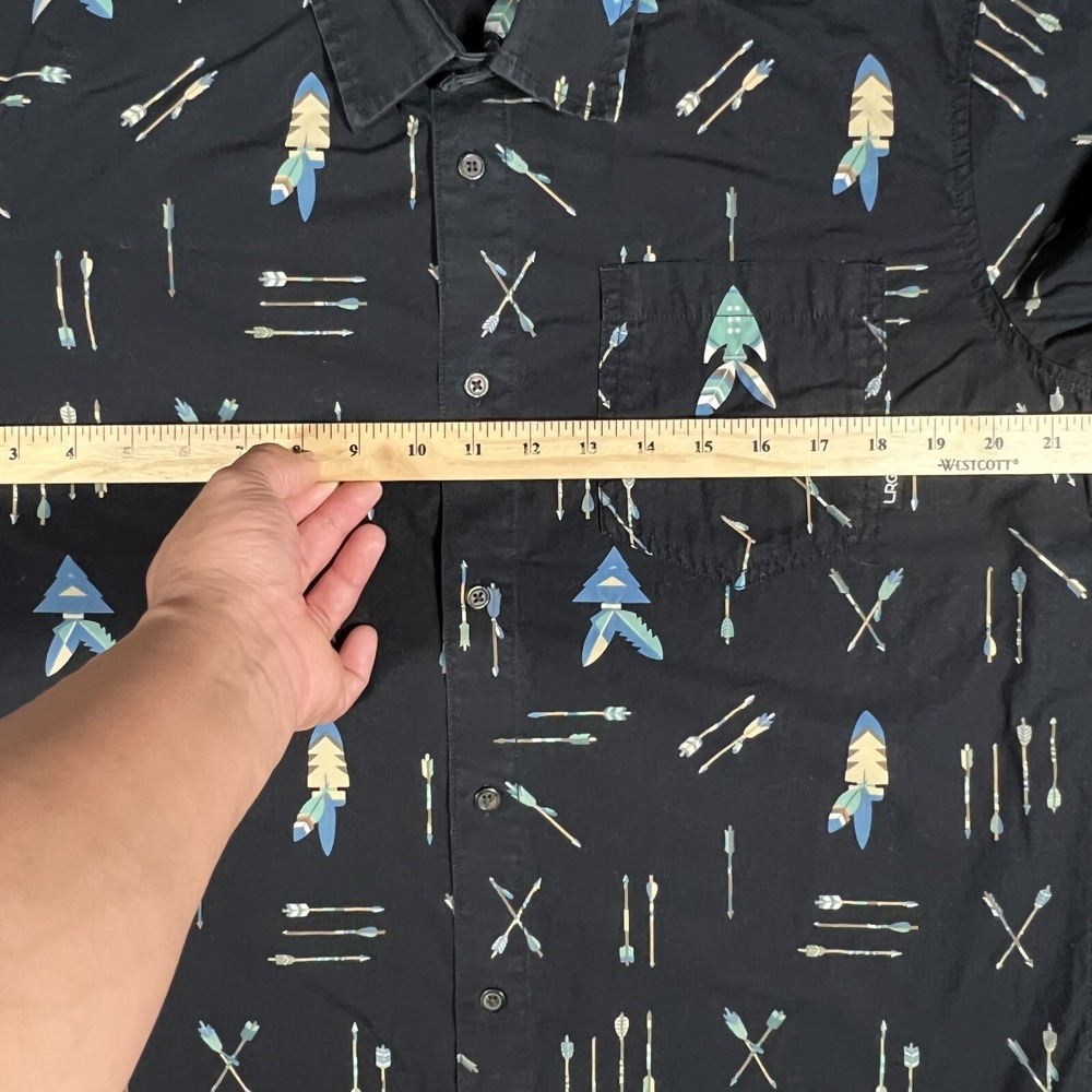 LRG Lifted Research Group Shirt Mens Large Black Native American Print Button Up - Picture 7 of 12